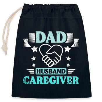 Fête des pères Papa Mari Soignant - Sac cadeau en coton avec cordon (25 x 30 cm) - bleu marine - Devant
