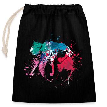 Splash Art Eléphants - Sac cadeau en coton avec cordon (25 x 30 cm) - noir - Devant