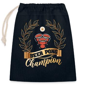 Beer Pong Champion - Bier Trinkspiel - Verschließbarer Geschenkbeutel aus Baumwolle (25x30cm) - Navy - Vorne