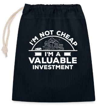 Insurance Agent Valuable Investment Funny Life - Closable cotton gift bag (25x30cm) - navy - Front