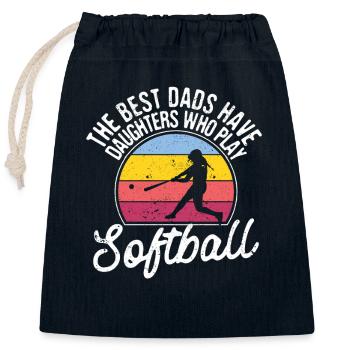 Die besten Väter haben Töchter, die Softball spiel - Verschließbarer Geschenkbeutel aus Baumwolle (25x30cm) - Navy - Vorne