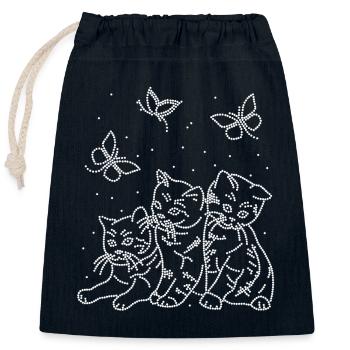 Amoureux des chats - Sac cadeau en coton avec cordon (25 x 30 cm) - bleu marine - Devant