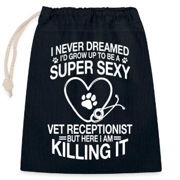 Drôle de réceptionniste vétérinaire disant - Sac cadeau en coton avec cordon (25 x 30 cm) - bleu marine - Devant