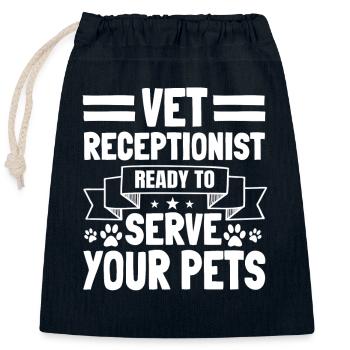 Grand design de réceptionniste vétérinaire - Sac cadeau en coton avec cordon (25 x 30 cm) - bleu marine - Devant