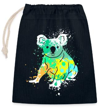 Splash Art Koalabär - Verschließbarer Geschenkbeutel aus Baumwolle (25x30cm) - Navy - Vorne