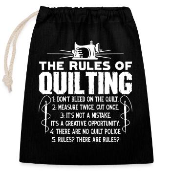Quilting The Rules Of Quilting - Closable cotton gift bag (25x30cm) - black - Front