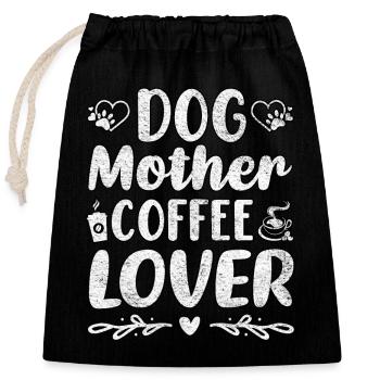 Dog Mother Coffee Lover - Closable cotton gift bag (25x30cm) - black - Front