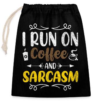 Je cours sur le café et le sarcasme Amateur de café - Sac cadeau en coton avec cordon (25 x 30 cm) - noir - Devant