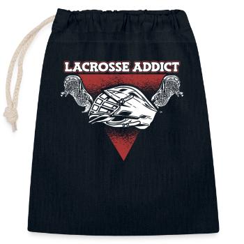 Lacrosse Adict Polocrosse Intercrosse Lax Spieler - Verschließbarer Geschenkbeutel aus Baumwolle (25x30cm) - Navy - Vorne