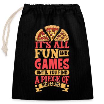 Le plaisir s’arrête à Pineapple - Pineapple Pizza - Sac cadeau en coton avec cordon (25 x 30 cm) - noir - Devant