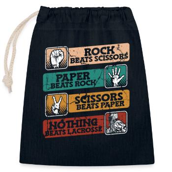 Rock Paper Scissors Lacrosse Polo Crosse - Closable cotton gift bag (25x30cm) - navy - Front