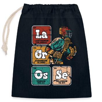 Lacrosse Tableau périodique des éléments Joueurs laxistes - Sac cadeau en coton avec cordon (25 x 30 cm) - bleu marine - Devant