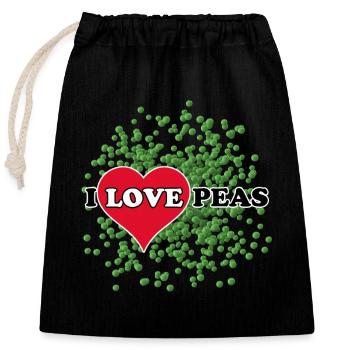I Love Peas - Closable cotton gift bag (25x30cm) - black - Front