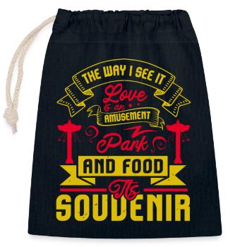 LIEBE IST EIN VERGNÜGUNGSPARK UND ESSEN DER SOUDENIR - Verschließbarer Geschenkbeutel aus Baumwolle (25x30cm) - Navy - Vorne