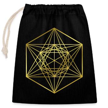 Graphisme - design graphique - géométrie sacrée - Sac cadeau en coton avec cordon (25 x 30 cm) - noir - Devant