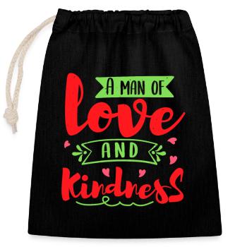 UN HOMME D’AMOUR ET DE GENTILLESSE - Sac cadeau en coton avec cordon (25 x 30 cm) - noir - Devant