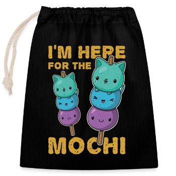 Japanische Küche Dessert Mochigome Mochi - Verschließbarer Geschenkbeutel aus Baumwolle (25x30cm) - Schwarz - Vorne