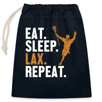 Eat Sleep Lax Repeat Intercrosse Lax Spieler - Verschließbarer Geschenkbeutel aus Baumwolle (25x30cm) - Navy - Vorne