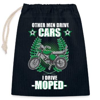 Moped Mopedfahrer Mofa Retro Zweitakt Spruch - Verschließbarer Geschenkbeutel aus Baumwolle (25x30cm) - Navy - Vorne
