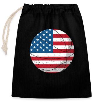 Basketball Amerikanische Flagge 4. Juli USA Sport - Verschließbarer Geschenkbeutel aus Baumwolle (25x30cm) - Schwarz - Vorne