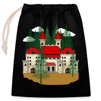 Märchen Schloss König Festung Burg Ritter - Verschließbarer Geschenkbeutel aus Baumwolle (25x30cm) - Schwarz - Vorne