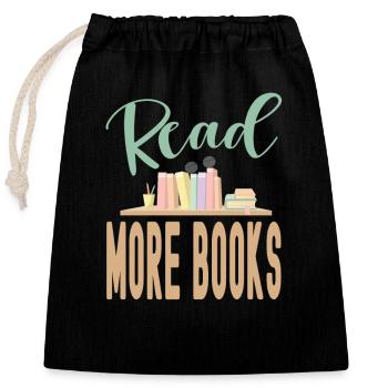 Lire plus de livres - Sac cadeau en coton avec cordon (25 x 30 cm) - noir - Devant