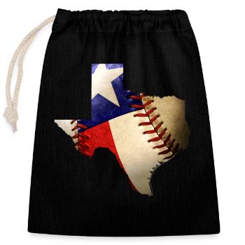Texas Baseball Lover Carte du drapeau de l’État du Texas - Sac cadeau en coton avec cordon (25 x 30 cm) - noir - Devant