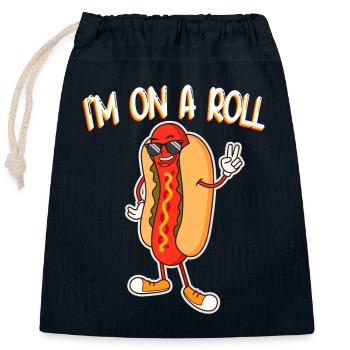 I'm on a roll Funny Wieners Hotdog Lovers Pet Pun - Verschließbarer Geschenkbeutel aus Baumwolle (25x30cm) - Navy - Vorne