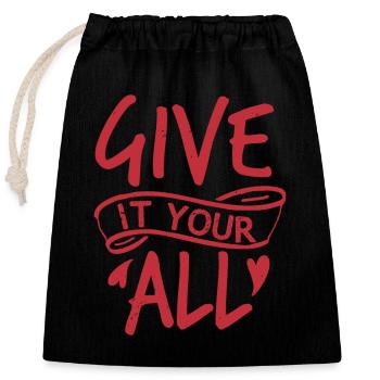TOUT DONNER - Sac cadeau en coton avec cordon (25 x 30 cm) - noir - Devant