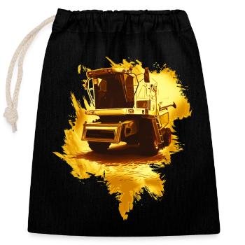 Moissonneuse-batteuse or - Sac cadeau en coton avec cordon (25 x 30 cm) - noir - Devant
