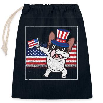 Dab French Bulldog July 4 Patriot - Closable cotton gift bag (25x30cm) - navy - Front