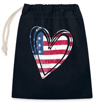 USA Flagge Herz Amerikanisch Patriotisch - Verschließbarer Geschenkbeutel aus Baumwolle (25x30cm) - Navy - Vorne