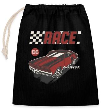 Retro Muscle Car Vintage Rennauto Liebhaber - Verschließbarer Geschenkbeutel aus Baumwolle (25x30cm) - Schwarz - Vorne