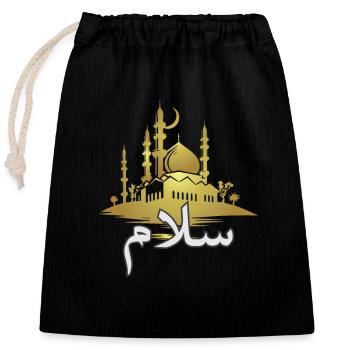 Salam Peace Arab Mosque Islam - Closable cotton gift bag (25x30cm) - black - Front