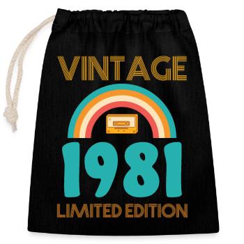 Born 1981 T-Shirt - Closable cotton gift bag (25x30cm) - black - Front