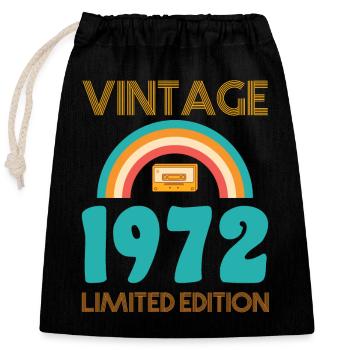 Jahrgang 1972 T-Shirt - Verschließbarer Geschenkbeutel aus Baumwolle (25x30cm) - Schwarz - Vorne