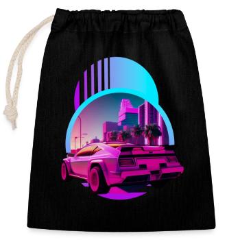 Retro Wave Supercar Vaporwave - Closable cotton gift bag (25x30cm) - black - Front