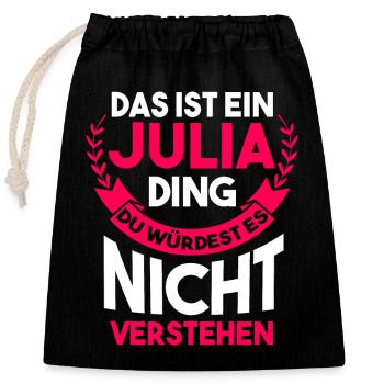 Vorname Julia - Verschließbarer Geschenkbeutel aus Baumwolle (25x30cm) - Schwarz - Vorne