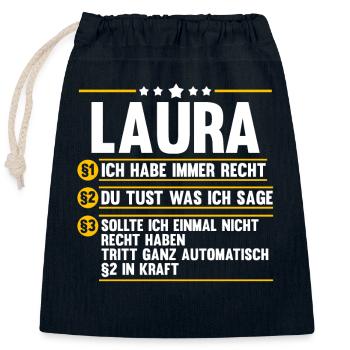 Laura - Verschließbarer Geschenkbeutel aus Baumwolle (25x30cm) - Navy - Vorne