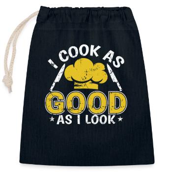 Cook as good as I look Koch Essen Küche - Verschließbarer Geschenkbeutel aus Baumwolle (25x30cm) - Navy - Vorne