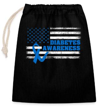 Type 1 Diabetes Awareness American US Flag Blue - Closable cotton gift bag (25x30cm) - black - Front