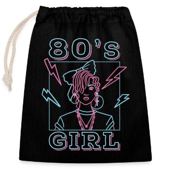 80s Girl Retro Karneval 80er Mottoparty Geschenk - Verschließbarer Geschenkbeutel aus Baumwolle (25x30cm) - Schwarz - Vorne