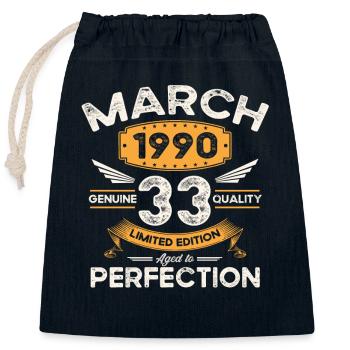 33. Geburtstag Mann Frau März Jahrgang 1990 Legend - Verschließbarer Geschenkbeutel aus Baumwolle (25x30cm) - Navy - Vorne