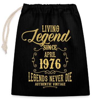 Living Legend since April 1976 - Closable cotton gift bag (25x30cm) - black - Front