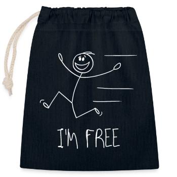 Lustiges Strichmännchen Spruch I'm-Free Freiheiten - Verschließbarer Geschenkbeutel aus Baumwolle (25x30cm) - Navy - Vorne