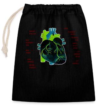 Parts Of Heart - Closable cotton gift bag (25x30cm) - black - Front