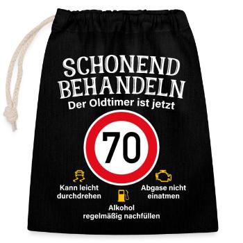 70. Geburtstag Schonend Behandeln Oldtimer Ist 70 - Verschließbarer Geschenkbeutel aus Baumwolle (25x30cm) - Schwarz - Vorne