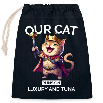 Katze Mama Papa Cartoon Katze lacht - Verschließbarer Geschenkbeutel aus Baumwolle (25x30cm) - Navy - Vorne
