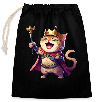 Cartoon Cat Laughing - Closable cotton gift bag (25x30cm) - black - Front