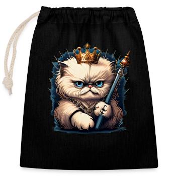 Cartoon Cat Queen - Closable cotton gift bag (25x30cm) - black - Front